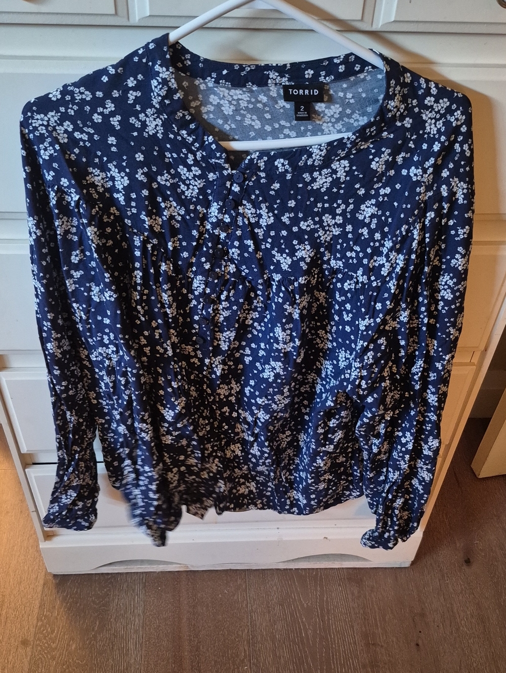 torrid Navy Floral Peasant Top